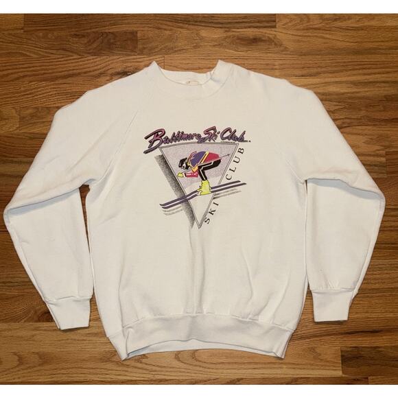 Vintage 1990 Baltimore Ski Club Crewneck Pullover Size Medium Skiing - Picture 1 of 10